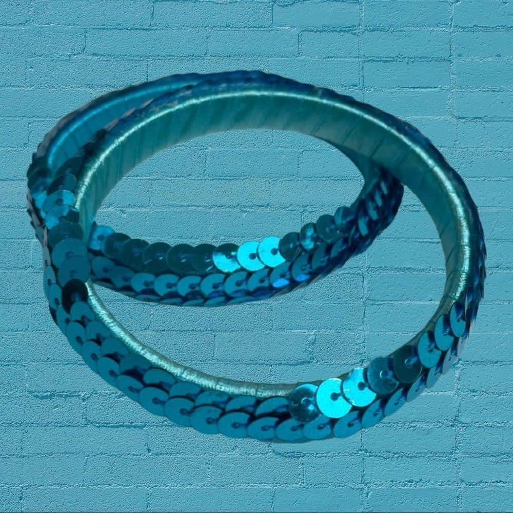Turquoise Sequin Bangle Set - Picture 1 of 6